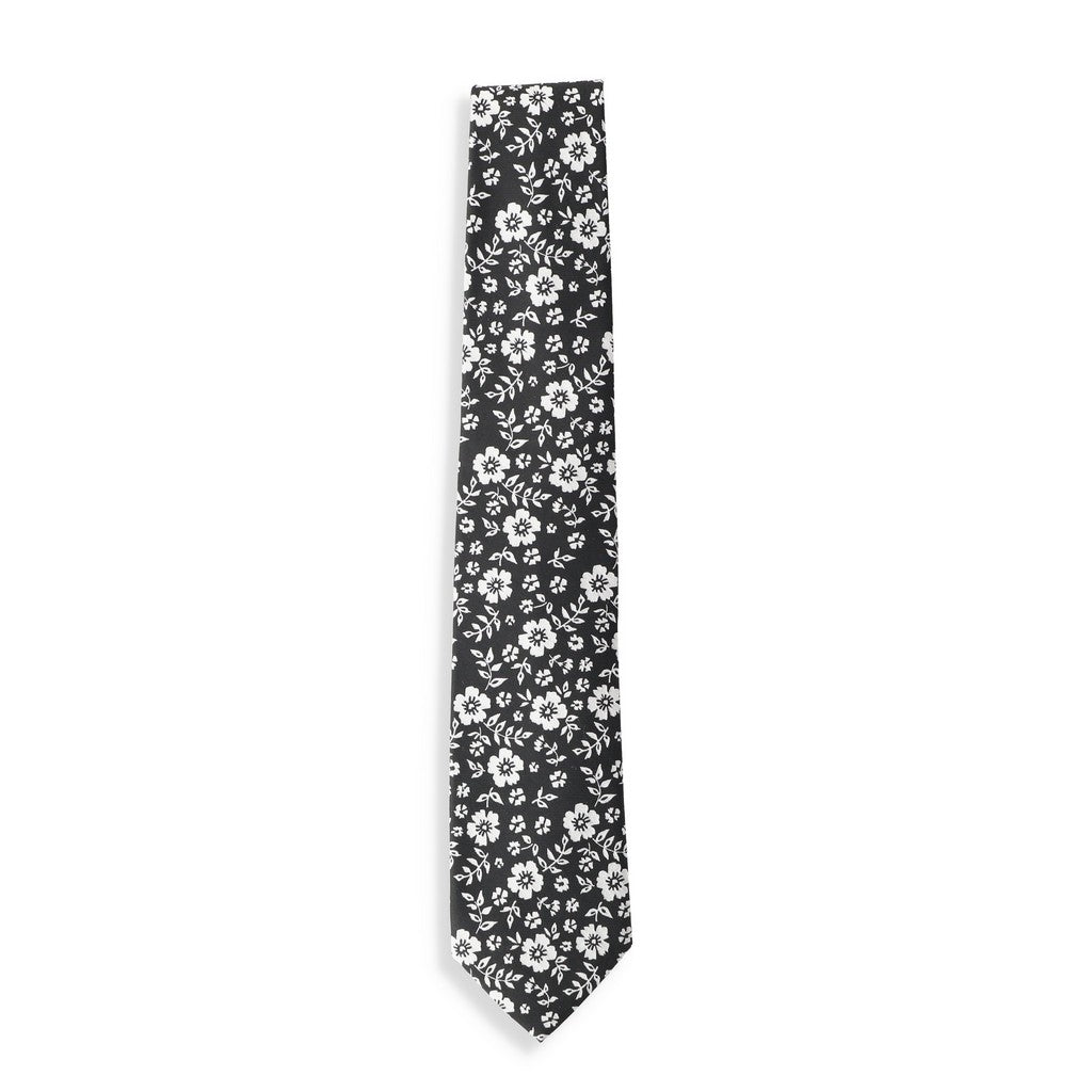HENRY SARTORIAL X CANTINI Woven Silk Tie BLACK/WHITE - Henry Bucks