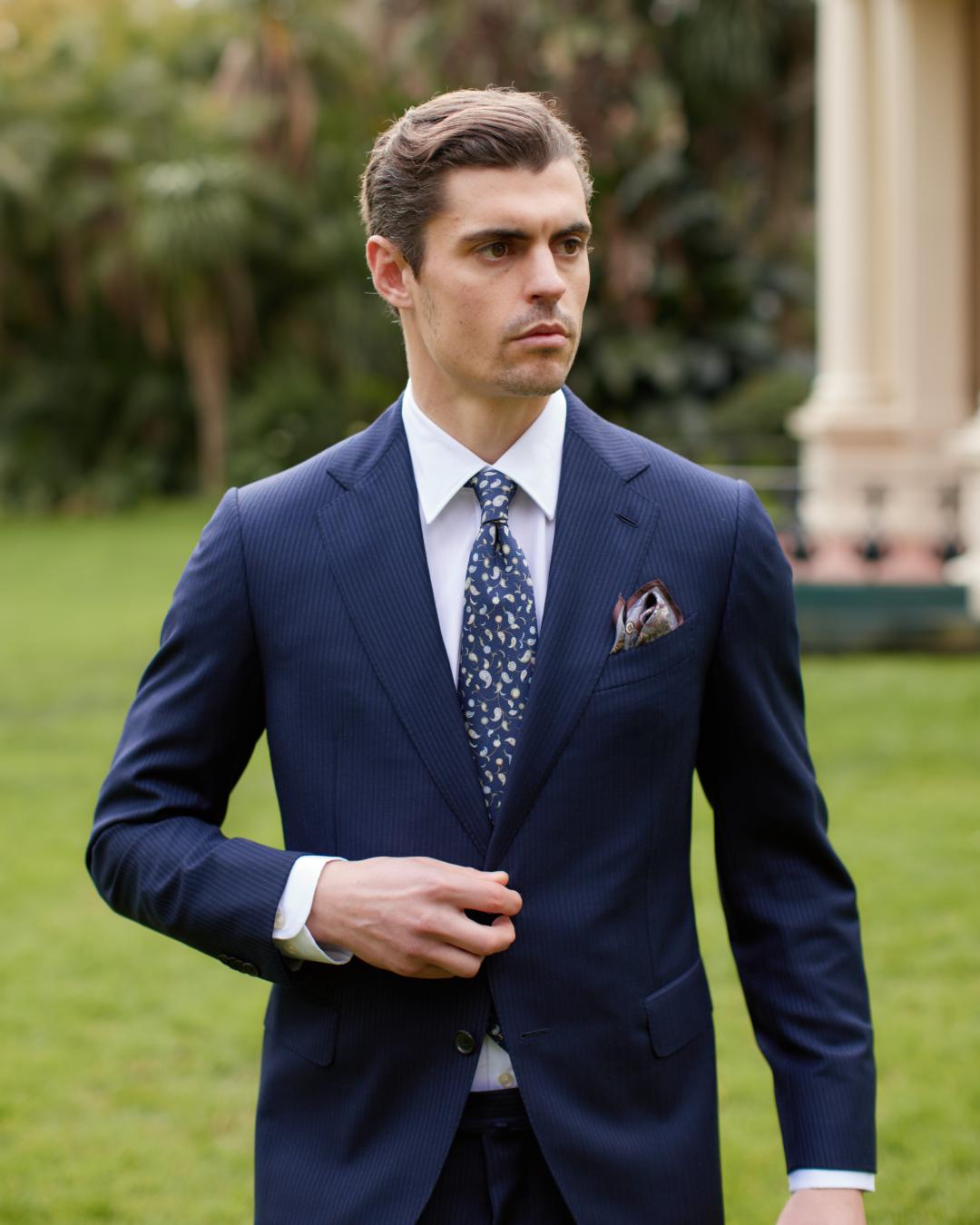 HENRY SARTORIAL x CARUSO E.Thomas Virgin Wool Suit NAVY REG - Henry Bucks