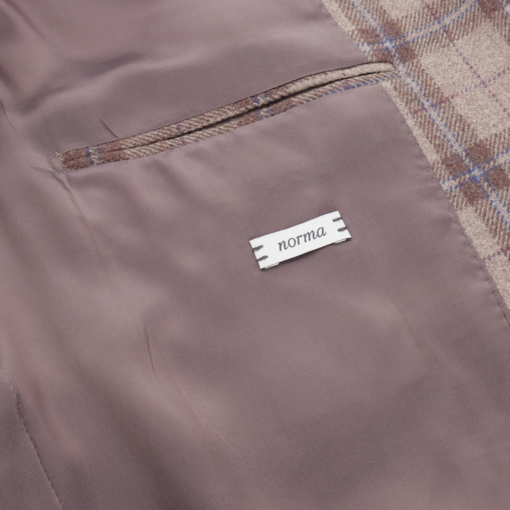 HENRY SARTORIAL x CARUSO Tartan Check Blazer TAUPE - Henry Bucks