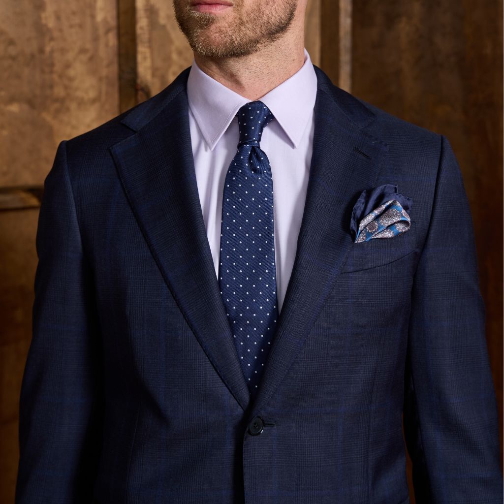 HENRY SARTORIAL x CARUSO Wool Full Lined Prince of Wales Check Suit NAVY - Henry Bucks