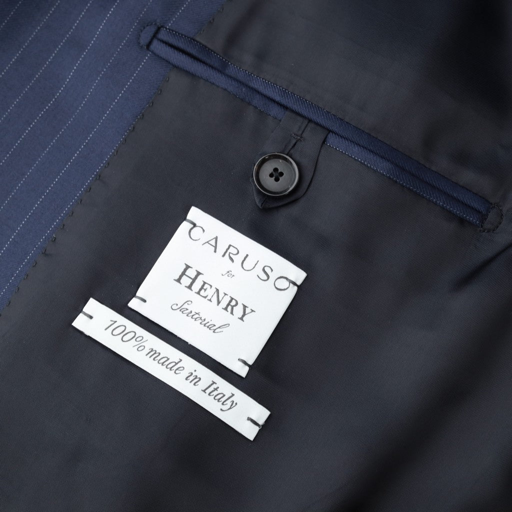 HENRY SARTORIAL x CARUSO Wool Pinstripe Suit NAVY REG - Henry Bucks