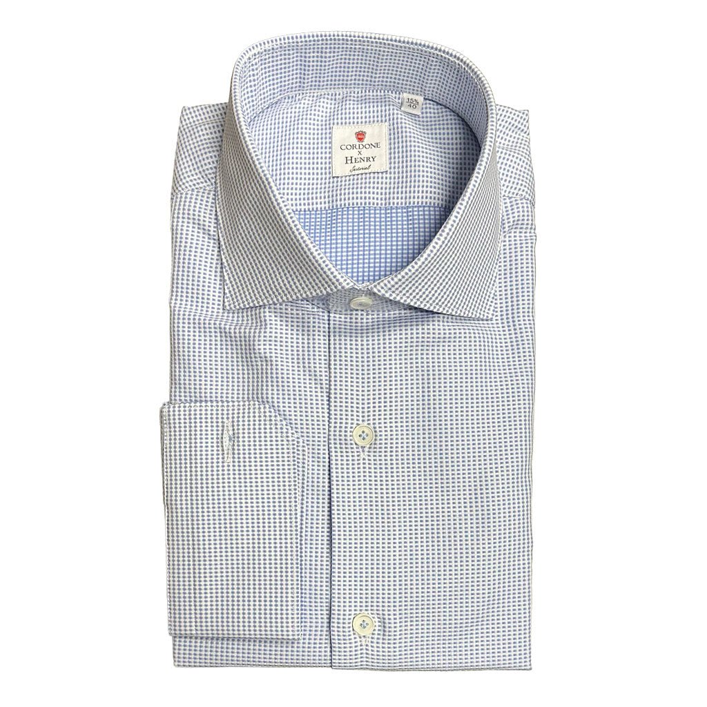 HENRY SARTORIAL X CORDONE Cotton Dobby Shirt LIGHT BLUE - Henry Bucks