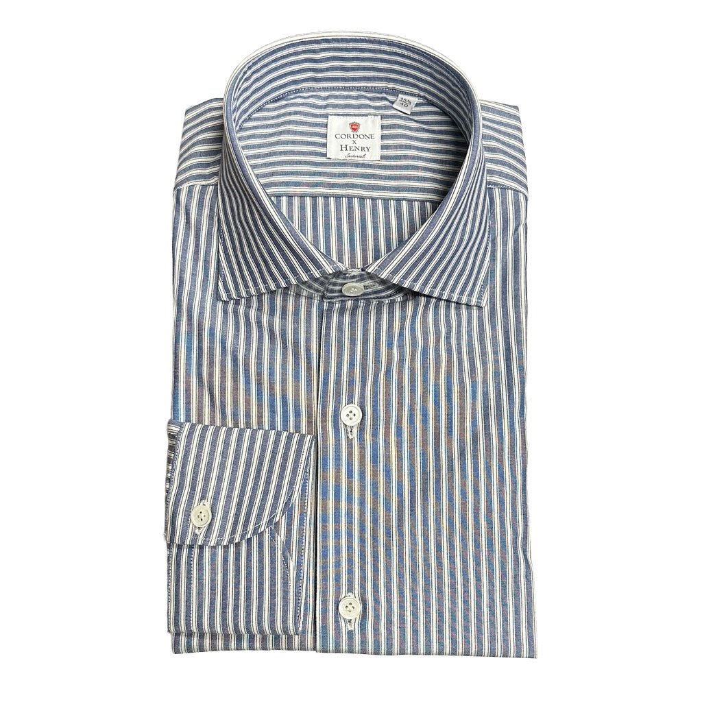 HENRY SARTORIAL X CORDONE Linen Casual Shirt BLUE STRIPE - Henry Bucks