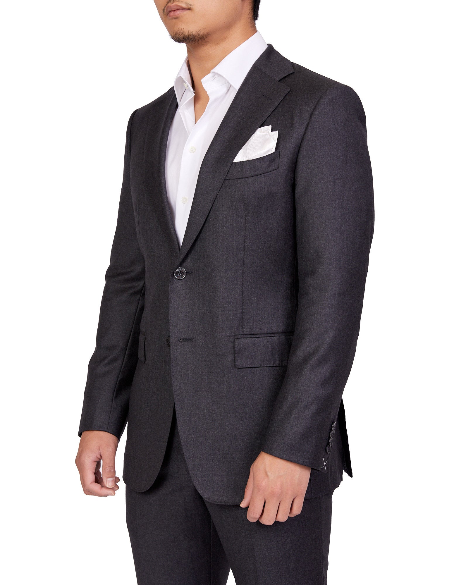 HENRY SARTORIAL X DORMEUIL Full Canvas Plain Suit CHARCOAL LG - Henry BucksSuits23BSRA024 - CHCL - L - 50