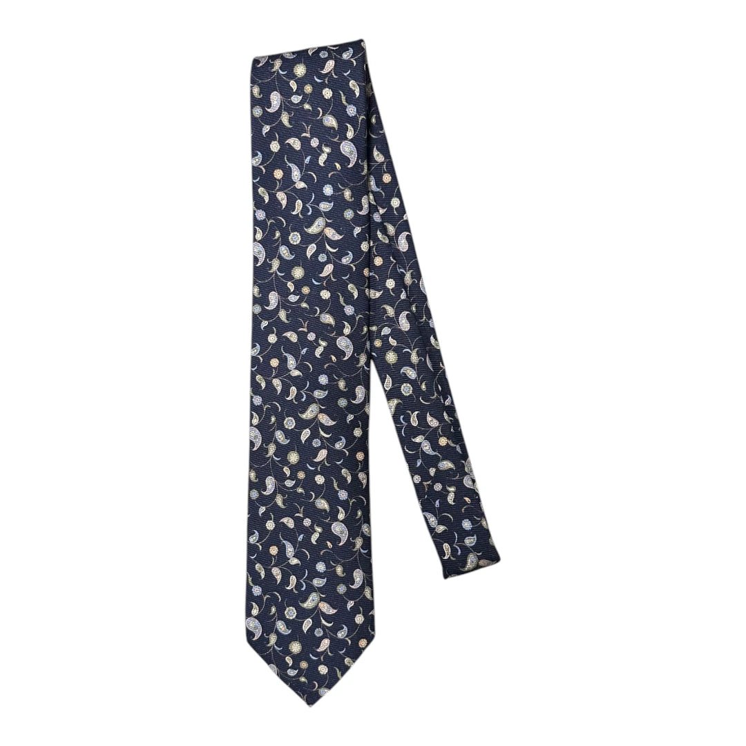 HENRY SARTORIAL X FLORENCE STYLE Large Paisley Silk Tie NAVY - Henry Bucks
