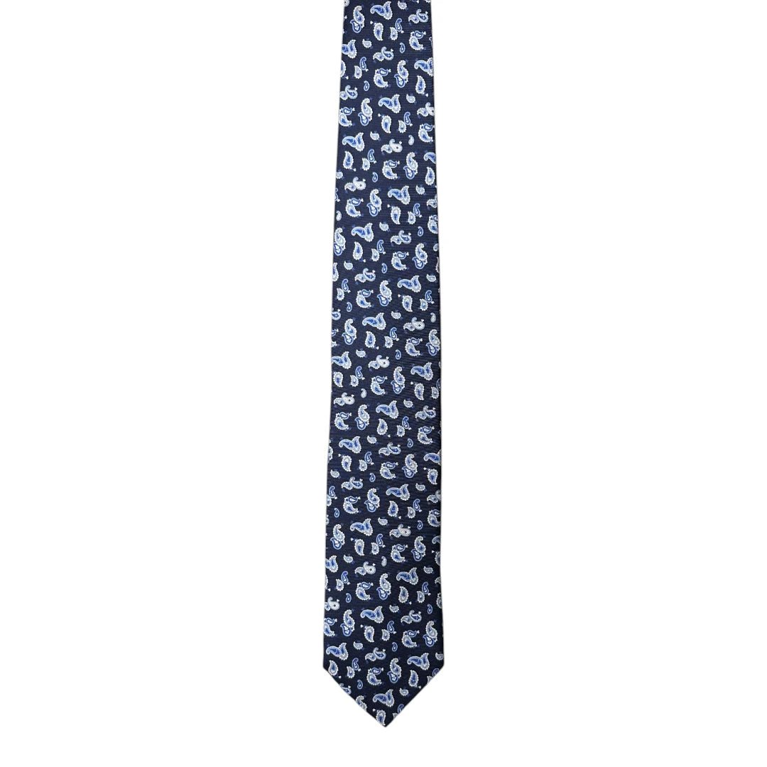 HENRY SARTORIAL X FLORENCE STYLE Twill Large Paisley Tie NAVY - Henry Bucks
