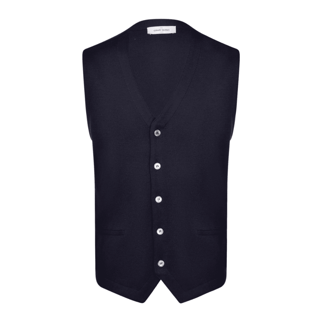 HENRY SARTORIAL X GRAN SASSO Wool Buttoned Waistcoat NAVY (*Preorder) - Henry Bucks
