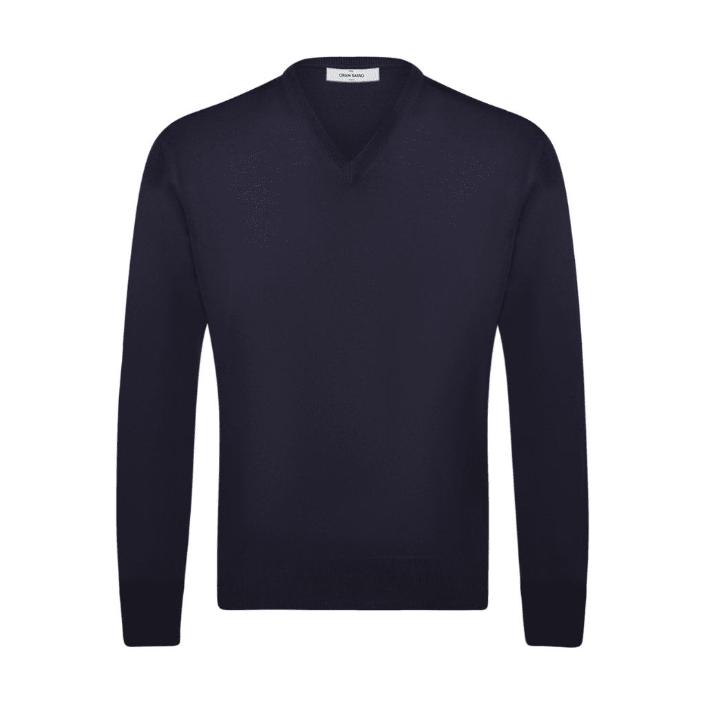 HENRY SARTORIAL X GRAN SASSO Wool Classic V Neck Knit NAVY (*Preorder) - Henry Bucks