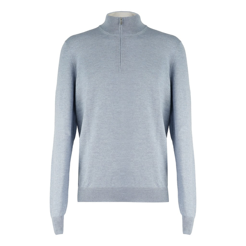 HENRY SARTORIAL X GRAN SASSO Wool Zip Knit LIGHT BLUE - Henry Bucks