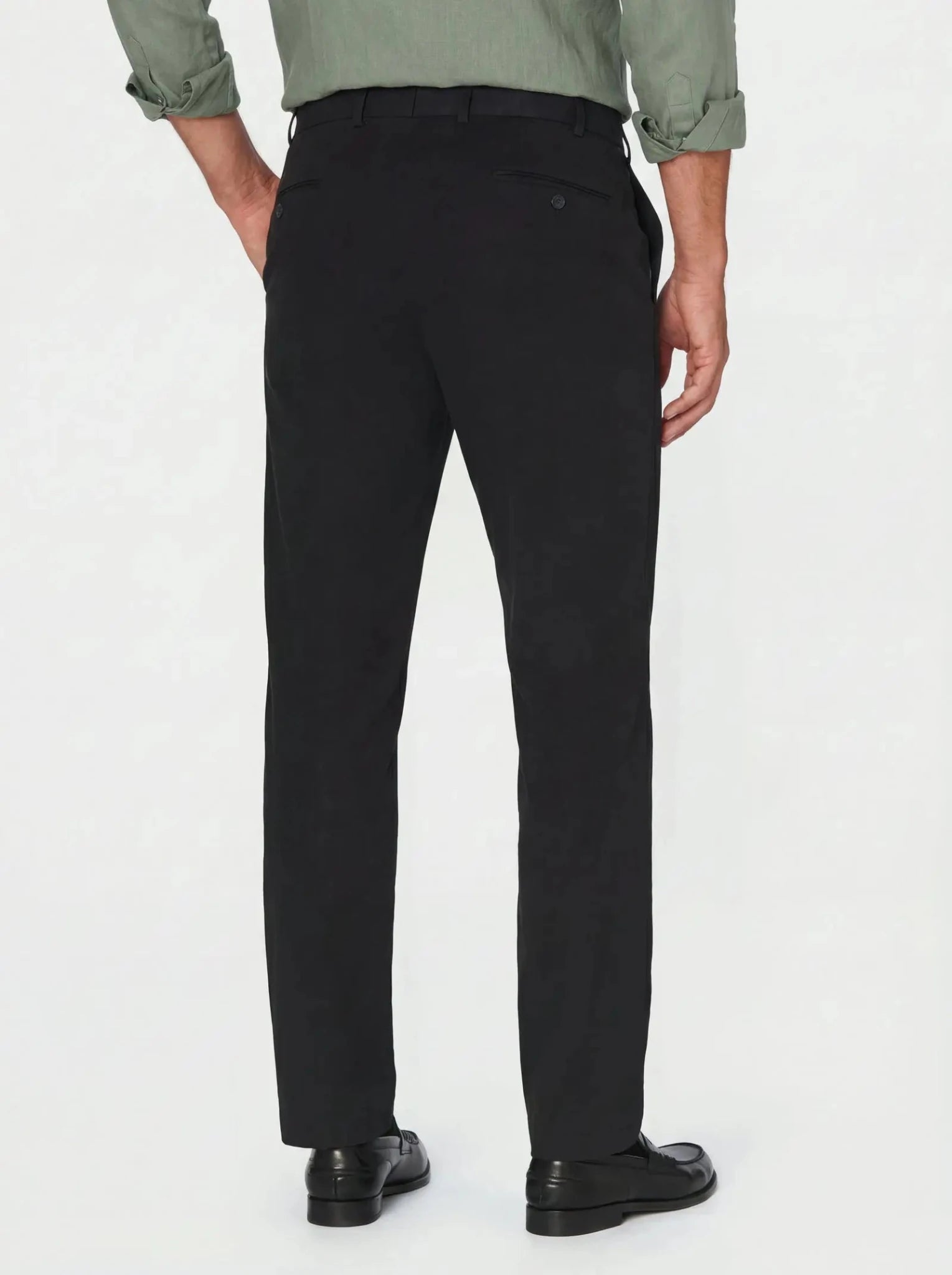 HENRY SARTORIAL X HILTL Peaker S Flat Front Business Chino BLACK - Henry Bucks