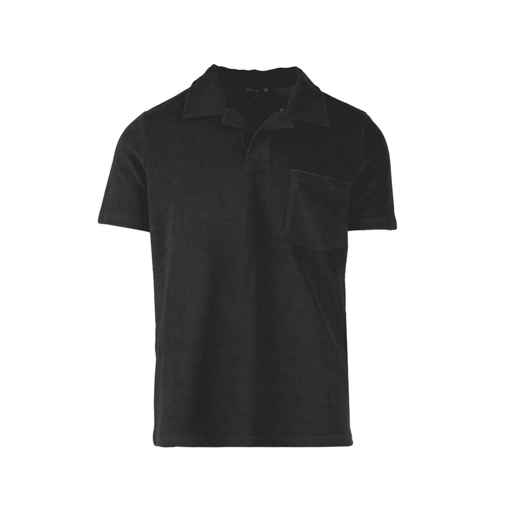 HENRY Towelling Polo Shirt BLACK - Henry Bucks