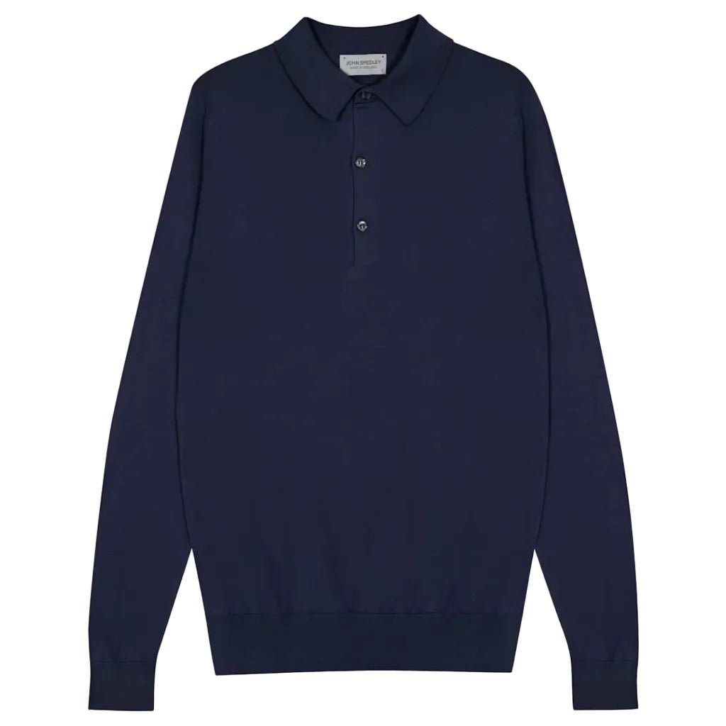 JOHN SMEDLEY Bradwell Long Sleeve Polo FRENCH NAVY - Henry Bucks