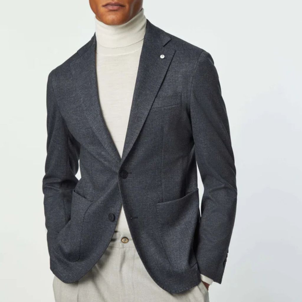 LUBIAM 1911 Notch Lapel Single Breasted Blazer DARK DENIM REG - Henry Bucks