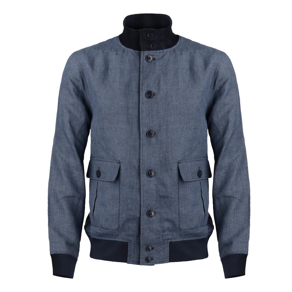 McKINNON & CO Houndstooth Bomber Jacket BLUE - Henry Bucks