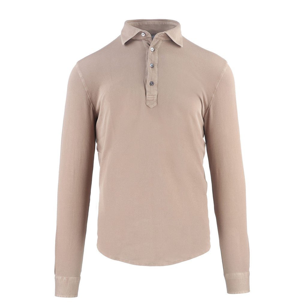 McKINNON & CO X FERRANTE Cotton Long Sleeve Polo TAN - Henry Bucks