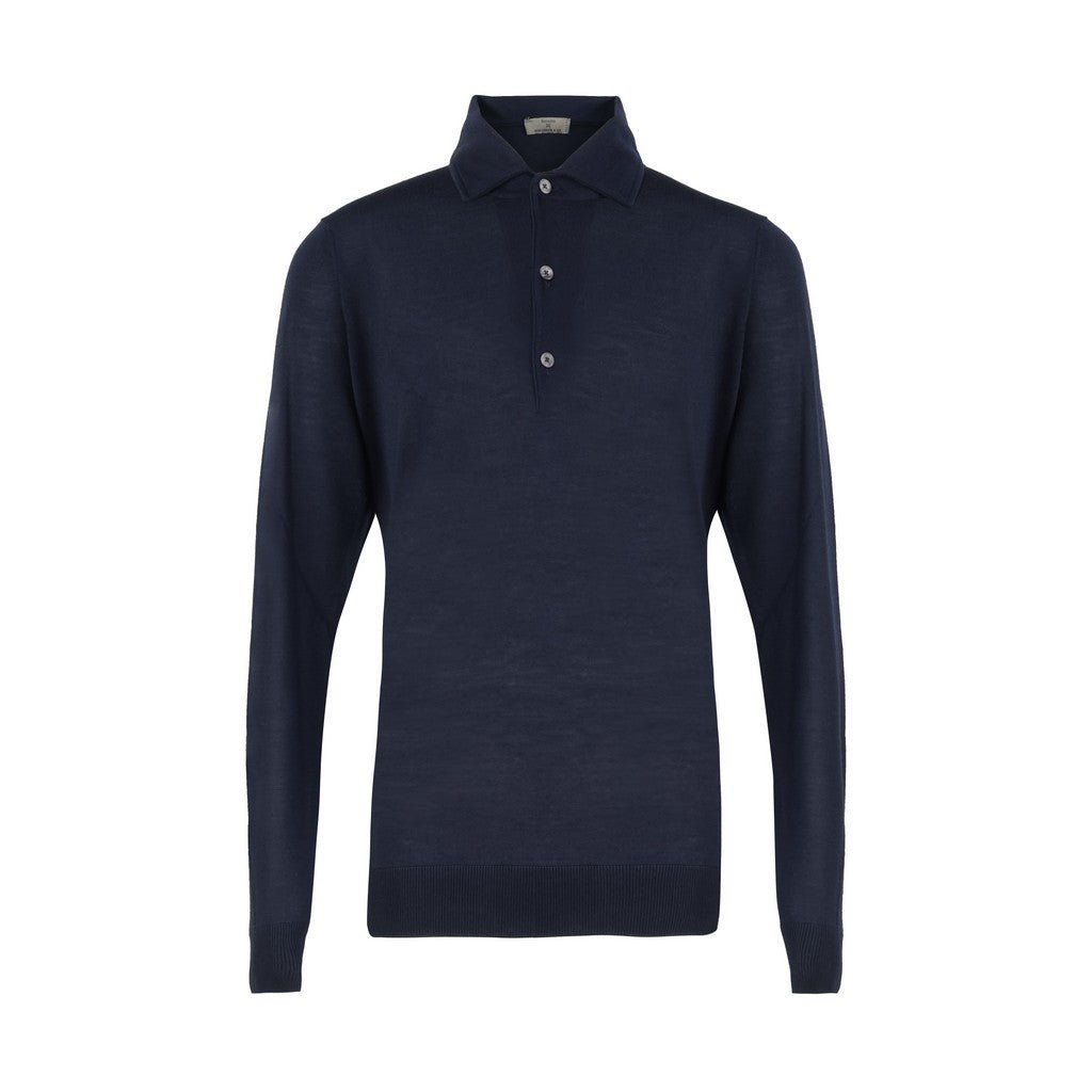 MCKINNON & CO x FERRANTE Wool Silk Button Front NAVY - Henry Bucks