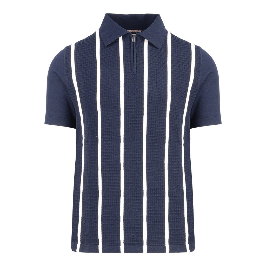 MCKINNON Cotton Textured Zip Knit NAVY - Henry Bucks