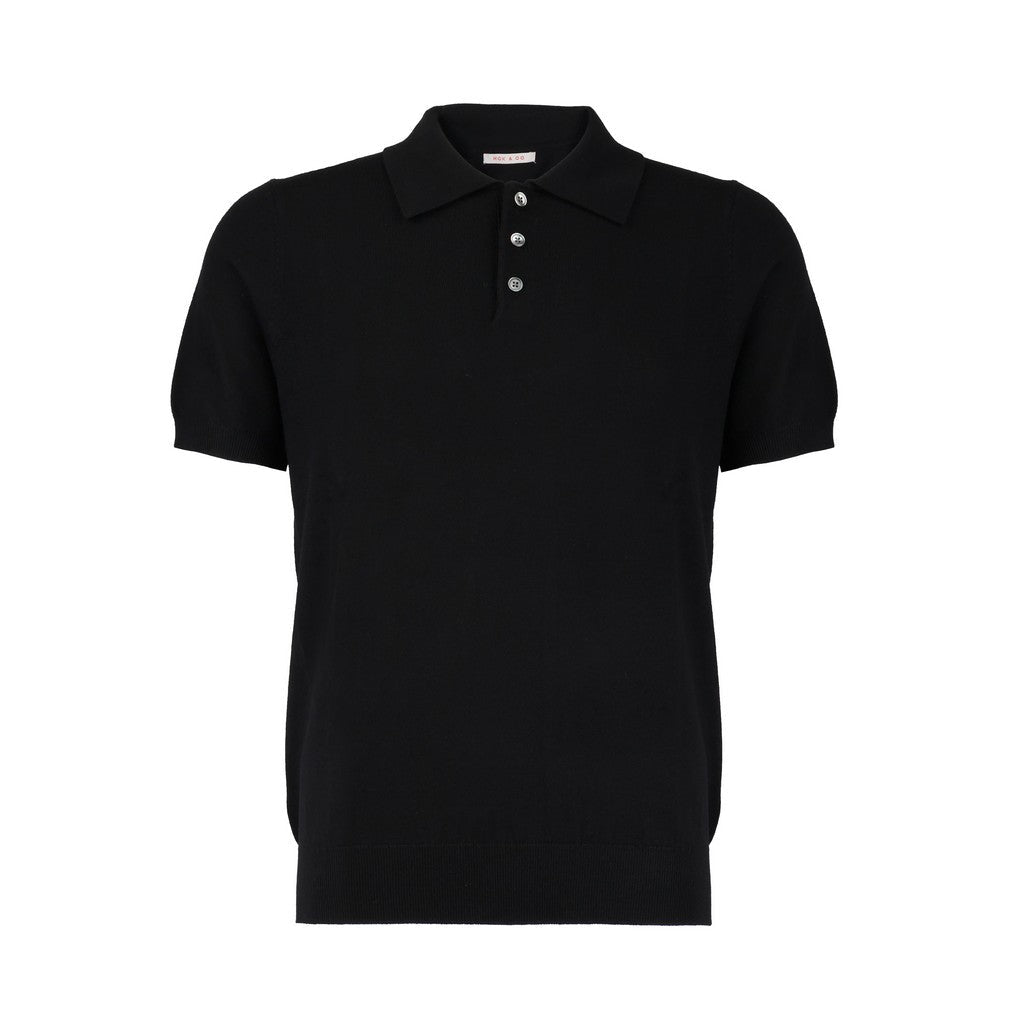 MCKINNON Merino Wool Short Sleeve Polo BLACK - Henry Bucks