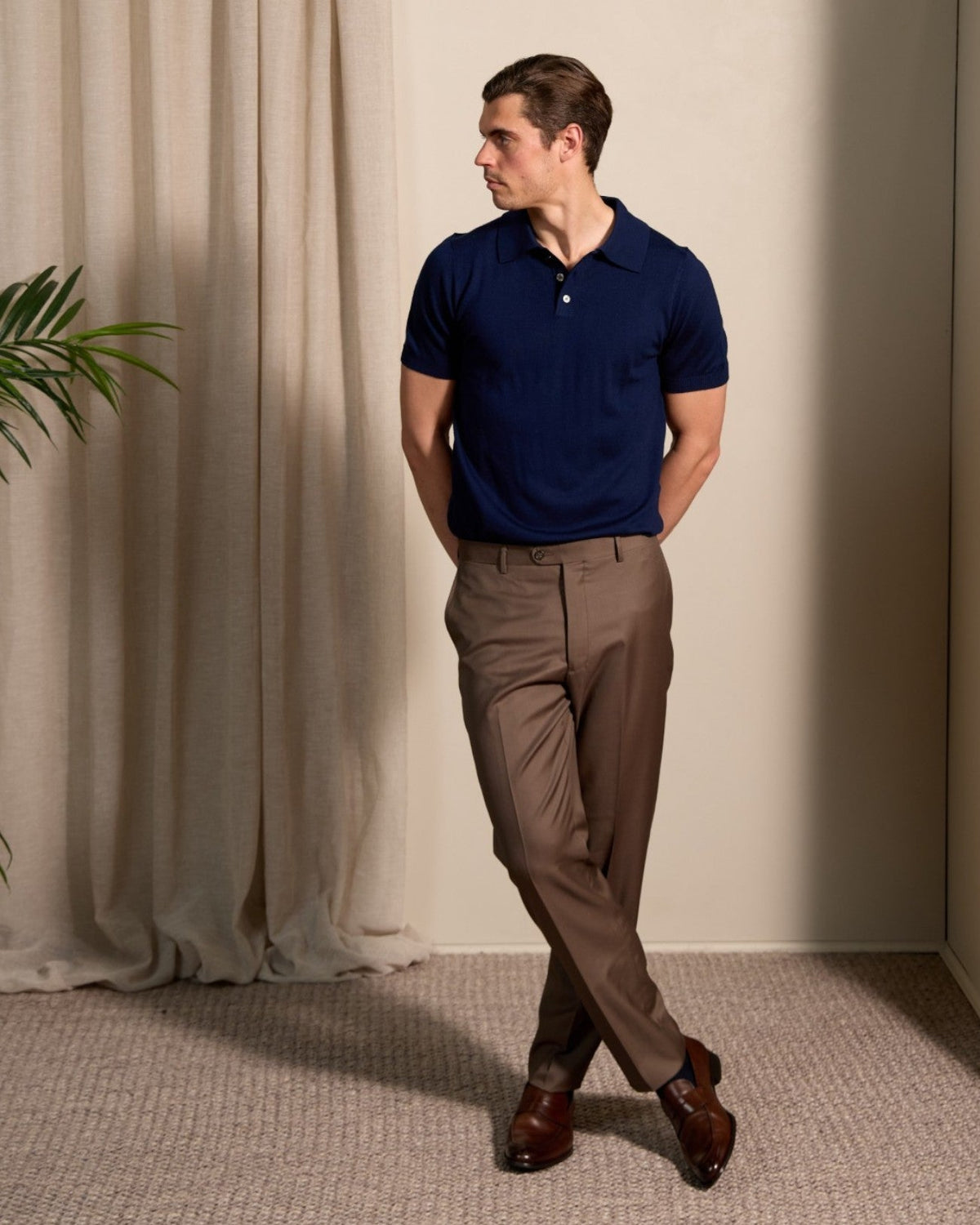 MCKINNON Merino Wool Short Sleeve Polo NAVY - Henry Bucks