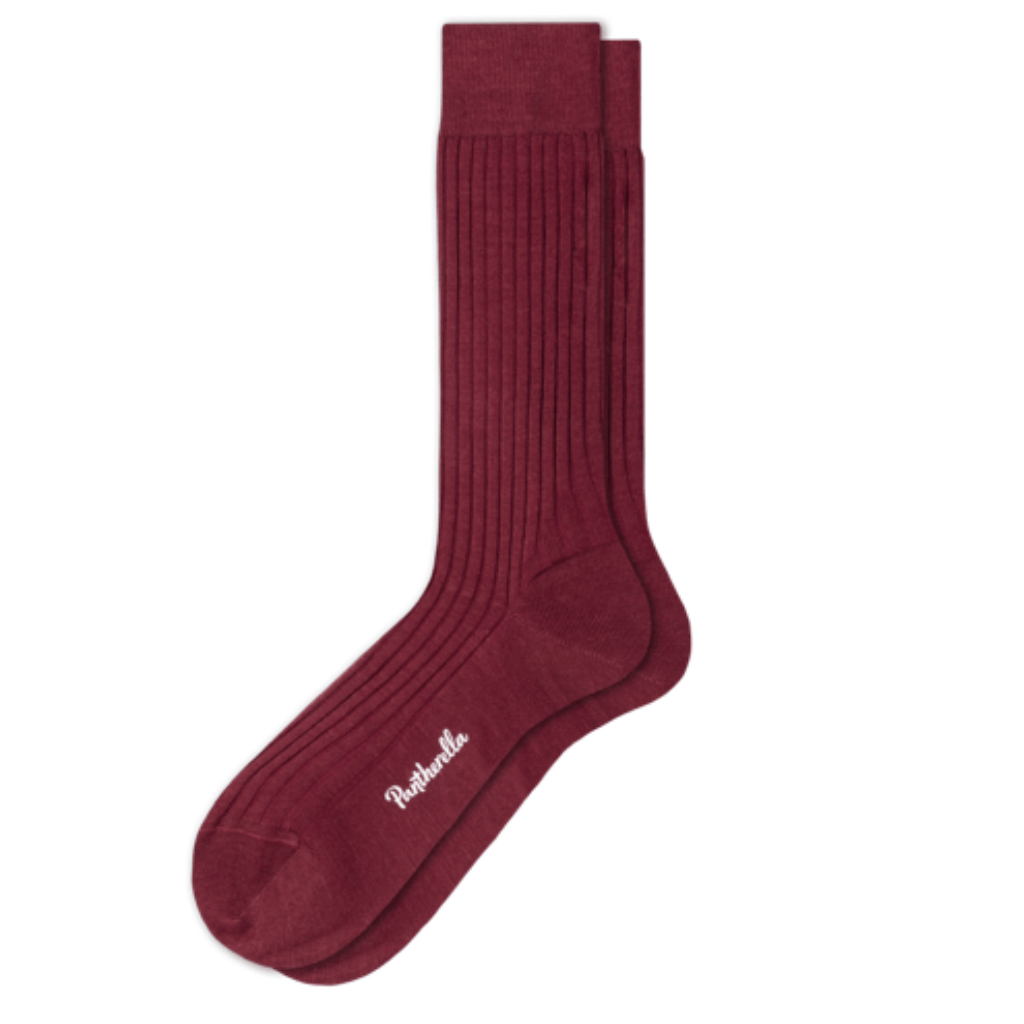 PANTHERELLA Wool Rib Long Socks WINE - Henry Bucks