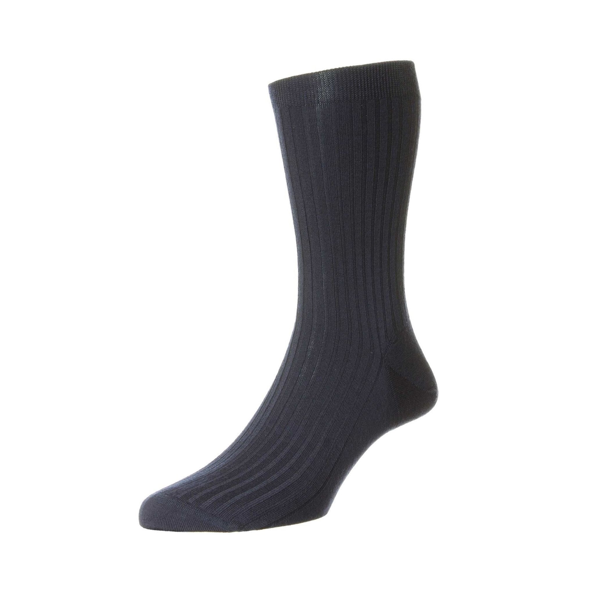 PANTHERELLA Wool Rib Socks BLACK - Henry BucksSocks1700503 - BLCK - 10"
