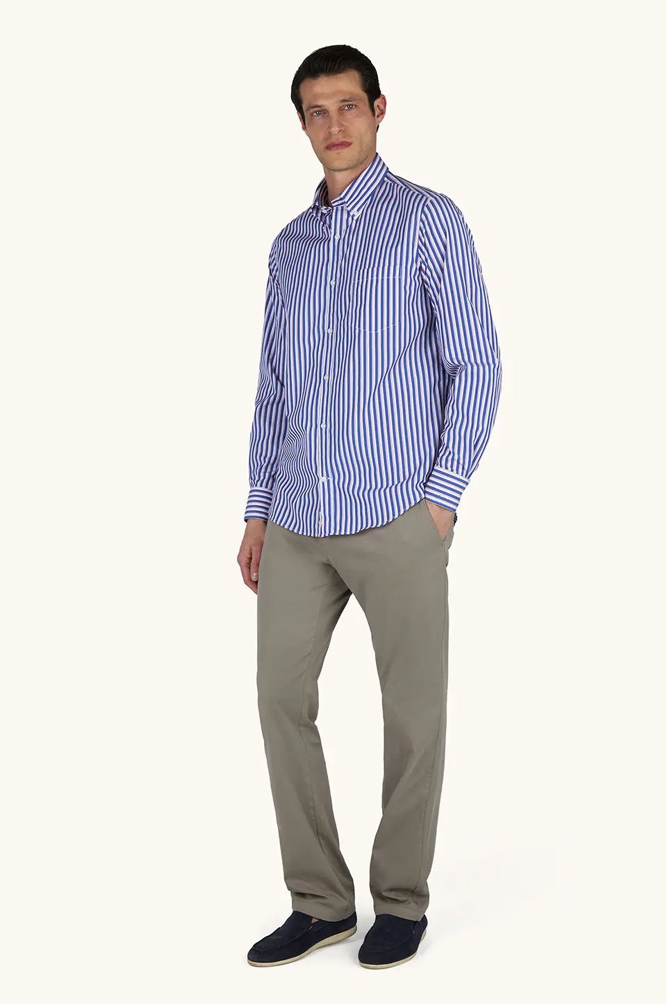 PAUL & SHARK Cotton Poplin Stripe Shirt BLUE/RED - Henry Bucks