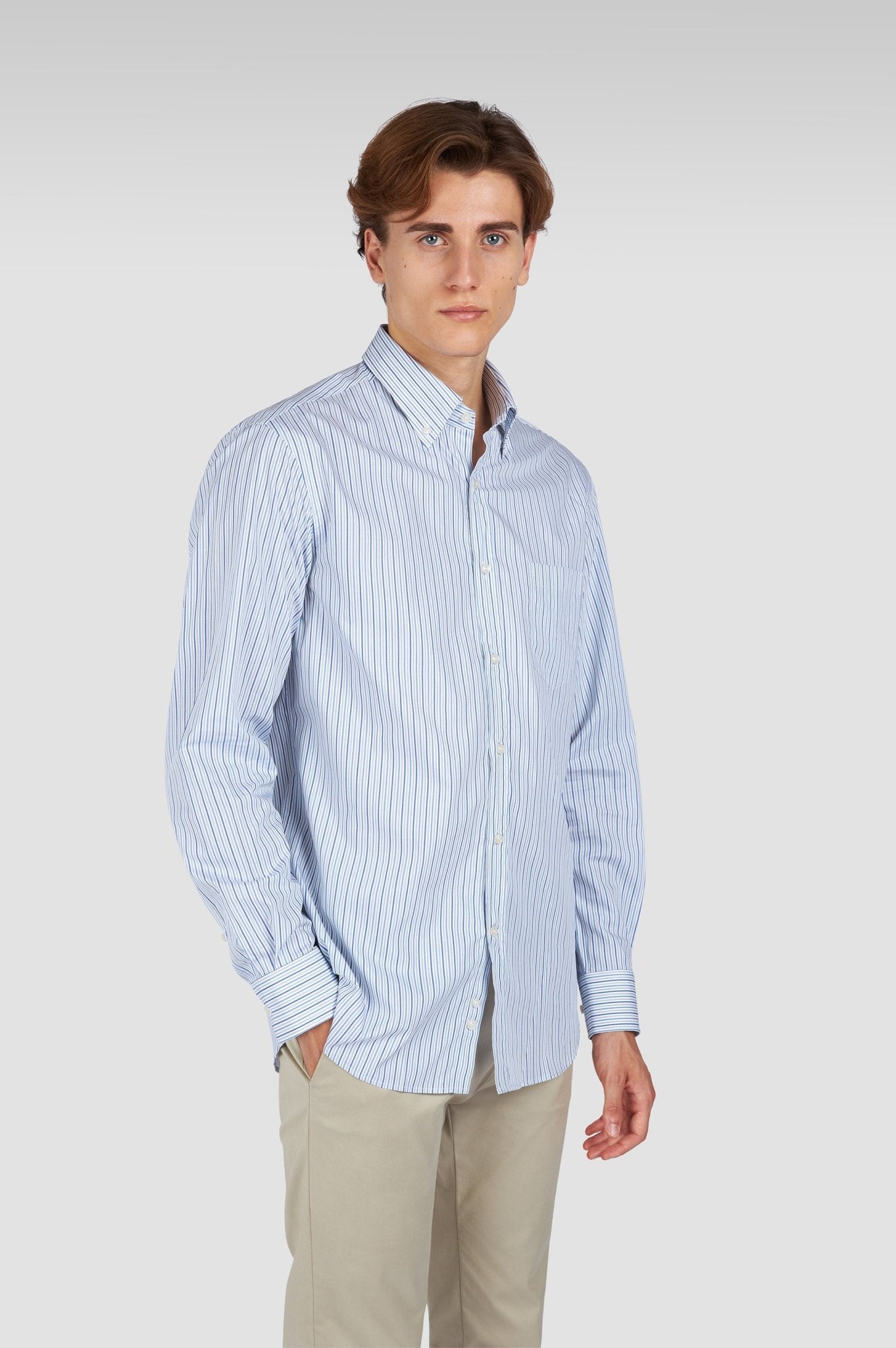 PAUL & SHARK Cotton Twill Striped Shirt BLUE/WHITE - Henry Bucks