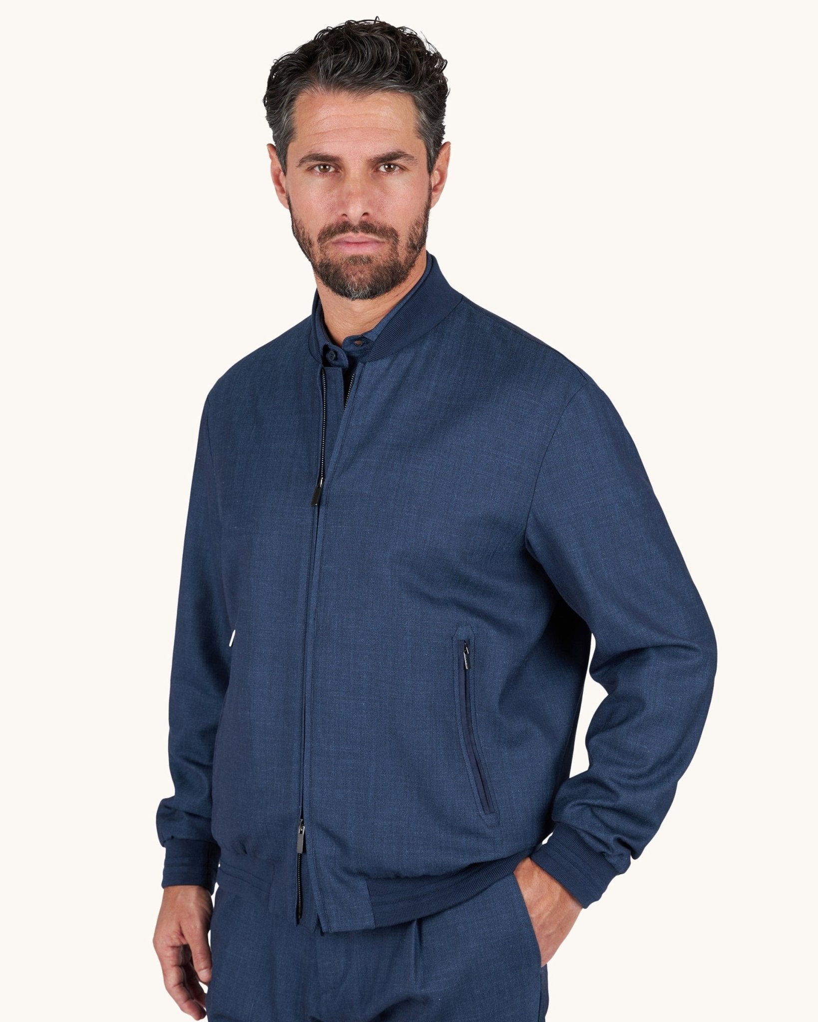 PAUL & SHARK Loro Piana Jersely® Bomber Jacket NAVY - Henry Bucks