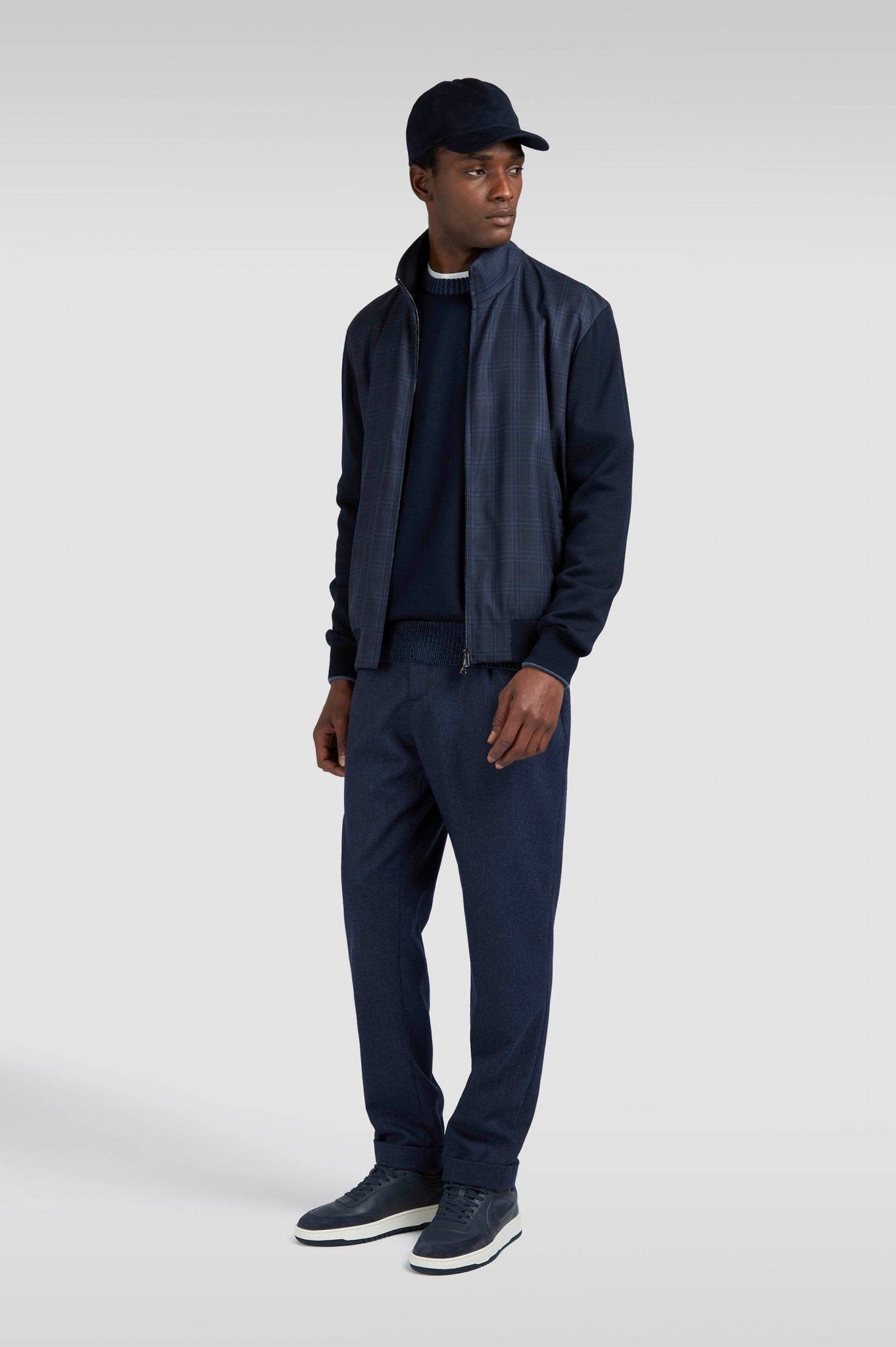 PAUL & SHARK Merino Extrafine Wool Hybrid Zip Jacket NAVY - Henry Bucks