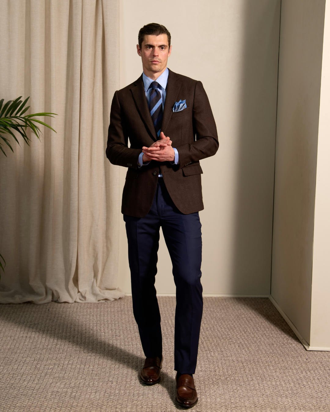SARTORIAL EDGE Extrafine Merino Wool Trouser NAVY - Henry Bucks