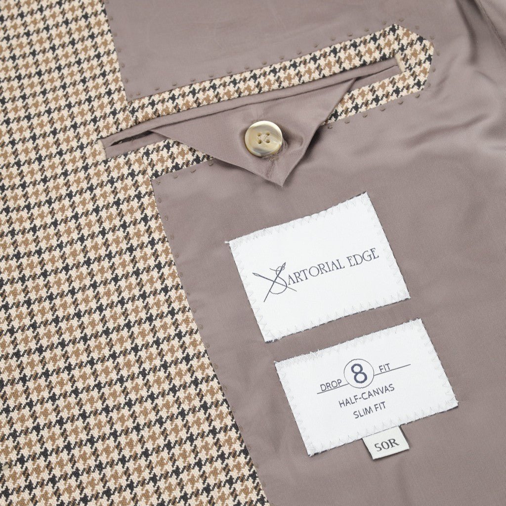 Sartorial Edge Rogna Houndstooth Virgin Wool Blazer BEIGE - Henry Bucks