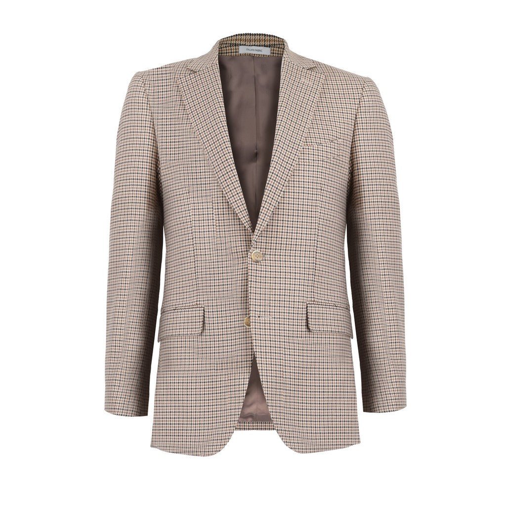 Sartorial Edge Rogna Houndstooth Virgin Wool Blazer BEIGE - Henry Bucks