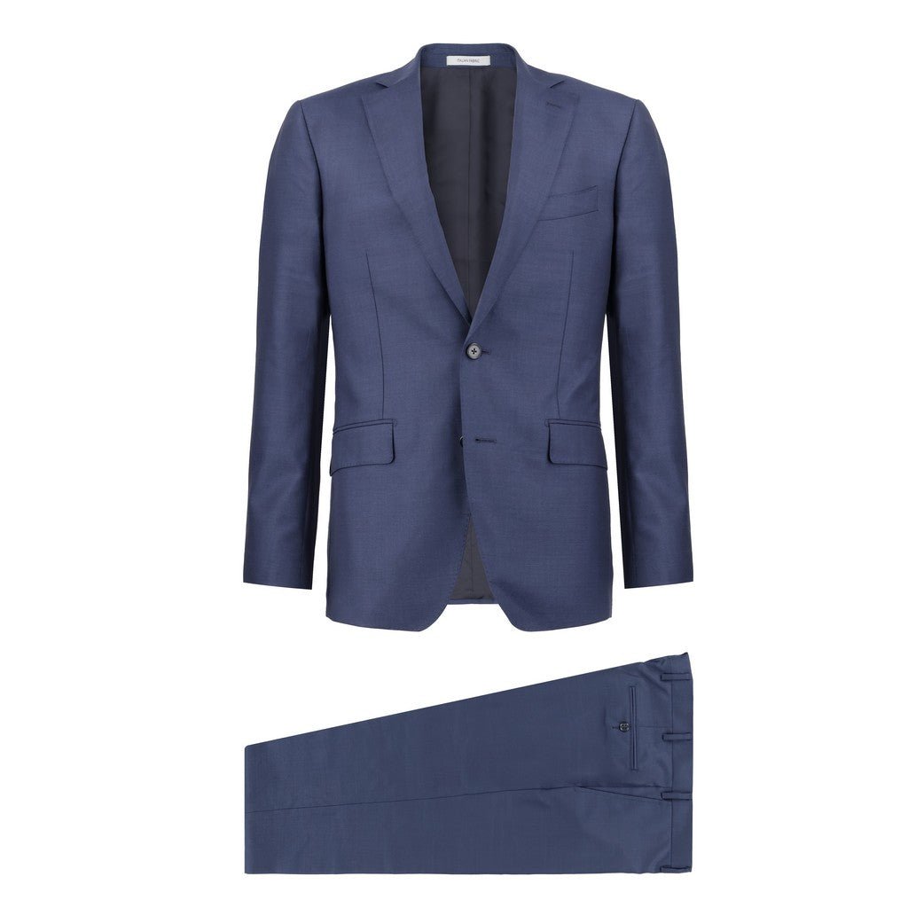SARTORIAL EDGE VBC S150's Wool Slim Fit Suit MID NAVY - Henry Bucks
