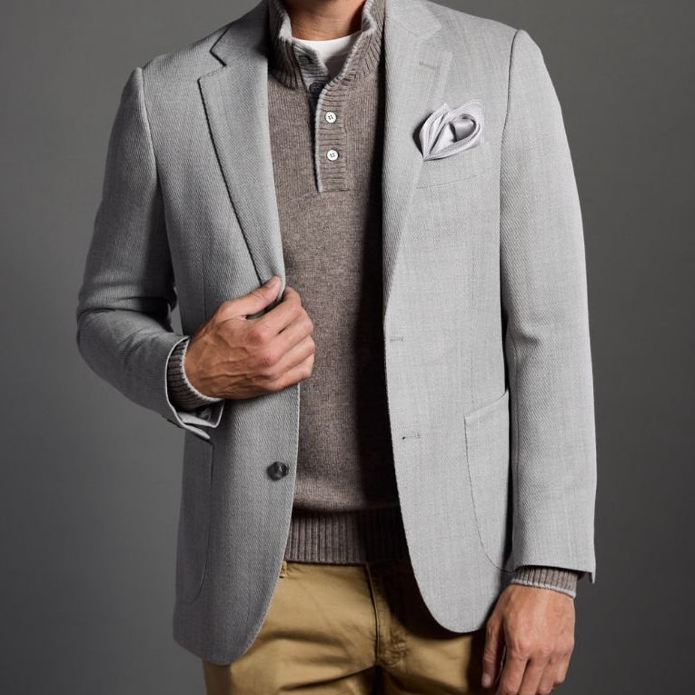 SARTORIAL EDGE Wool Casual Single Breasted Blazer GREY REG - Henry Bucks