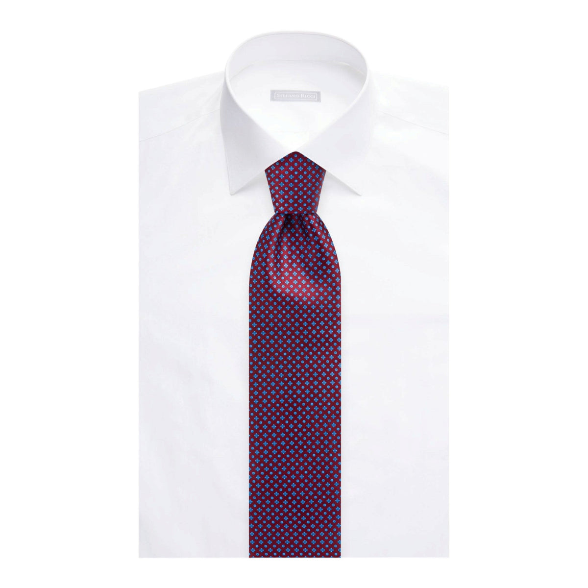 STEFANO RICCI Luxury Hand Printed Silk Tie BURGUNDY - Henry Bucks