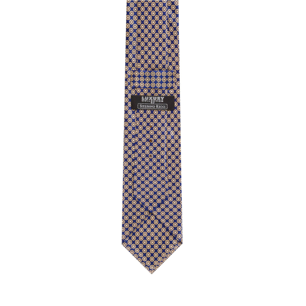 STEFANO RICCI Luxury Hand Printed Silk Tie NAVY/YELLOW - Henry Bucks