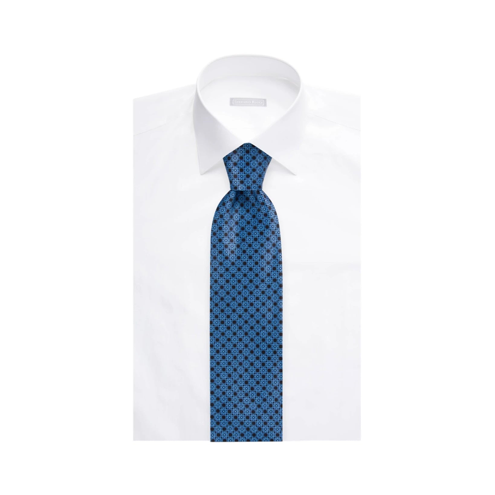 STEFANO RICCI Luxury Silk Long Tie BLACK/LIGHT BLUE - Henry Bucks