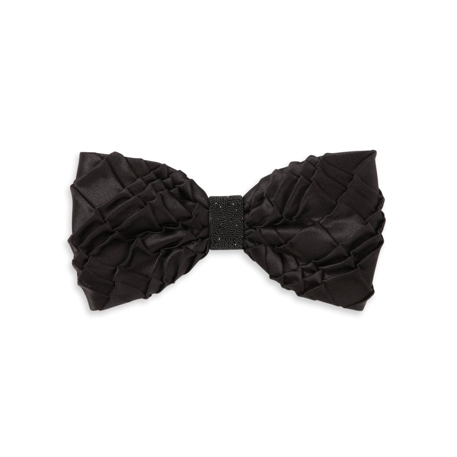 STEFANO RICCI Pleated Bow Tie BLACK - Henry Bucks