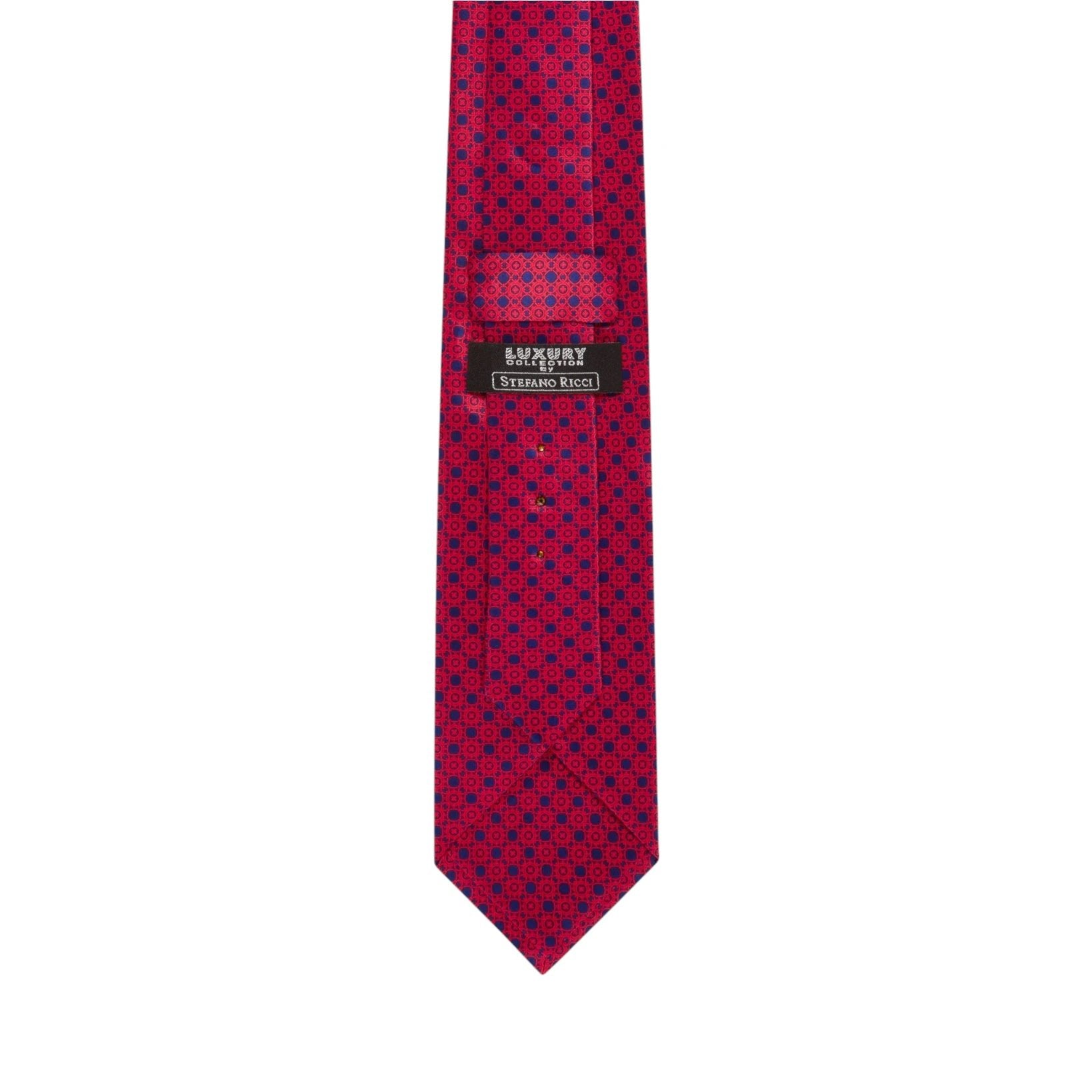 STEFANO RICCI Silk Luxury Tie BLUE/RED - Henry Bucks