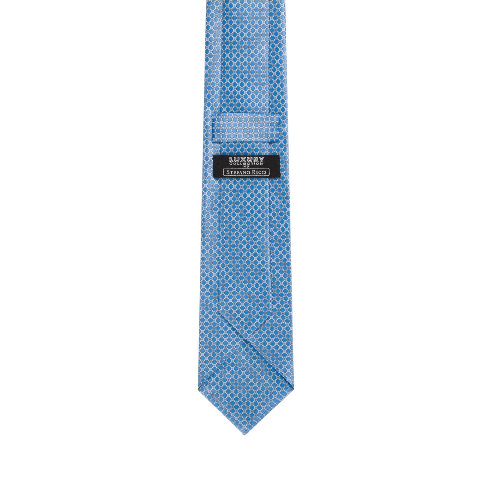 STEFANO RICCI Silk Luxury Tie LIGHT BLUE/WHITE - Henry Bucks