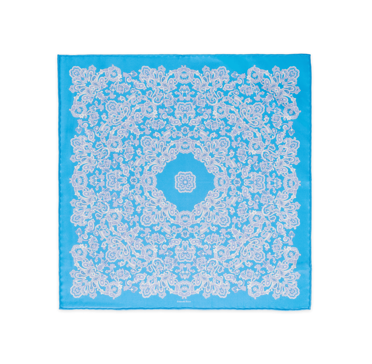 STEFANO RICCI Silk Pocket Square LIGHT BLUE - Henry Bucks