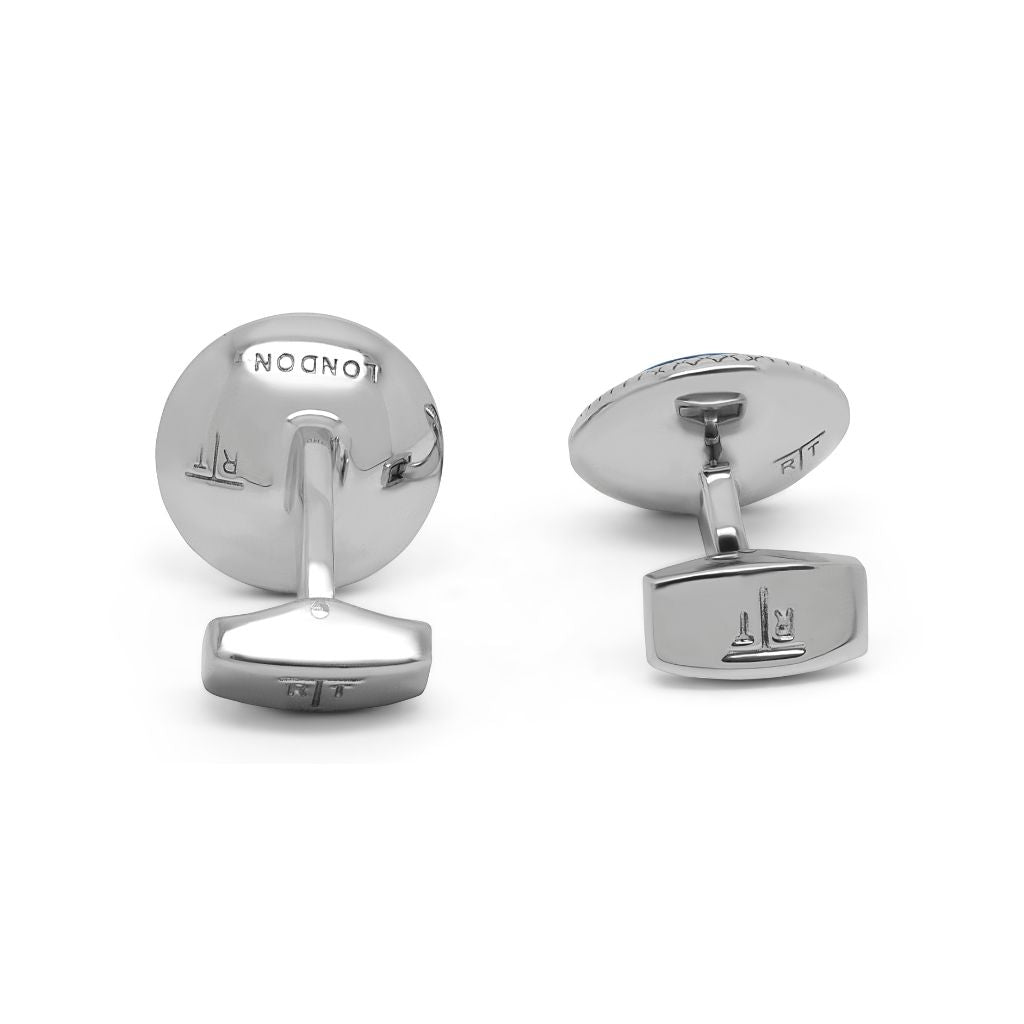TATEOSSIAN Bullseye Semi Precious Cufflinks BLACK/SILVER - Henry Bucks