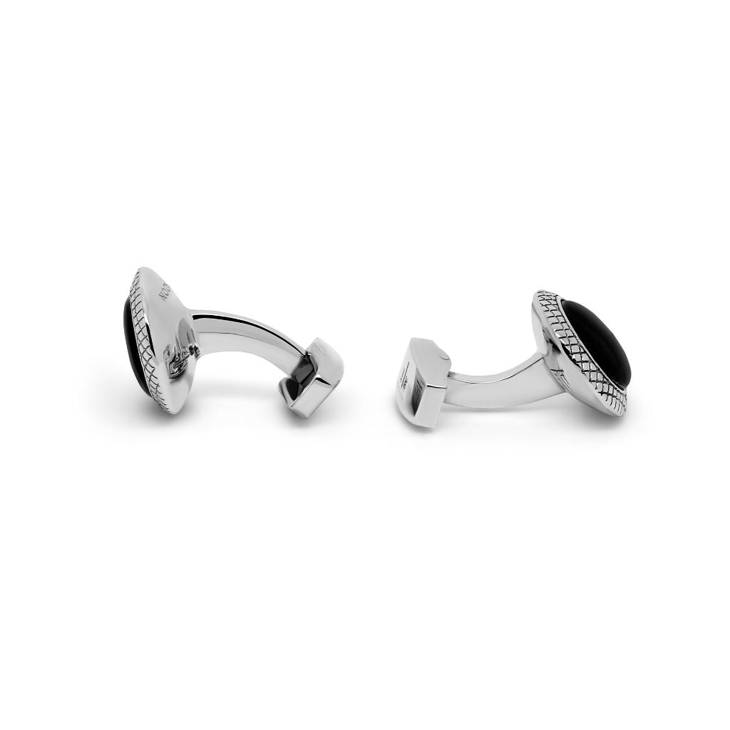 TATEOSSIAN Bullseye Semi Precious Cufflinks BLACK/SILVER - Henry Bucks