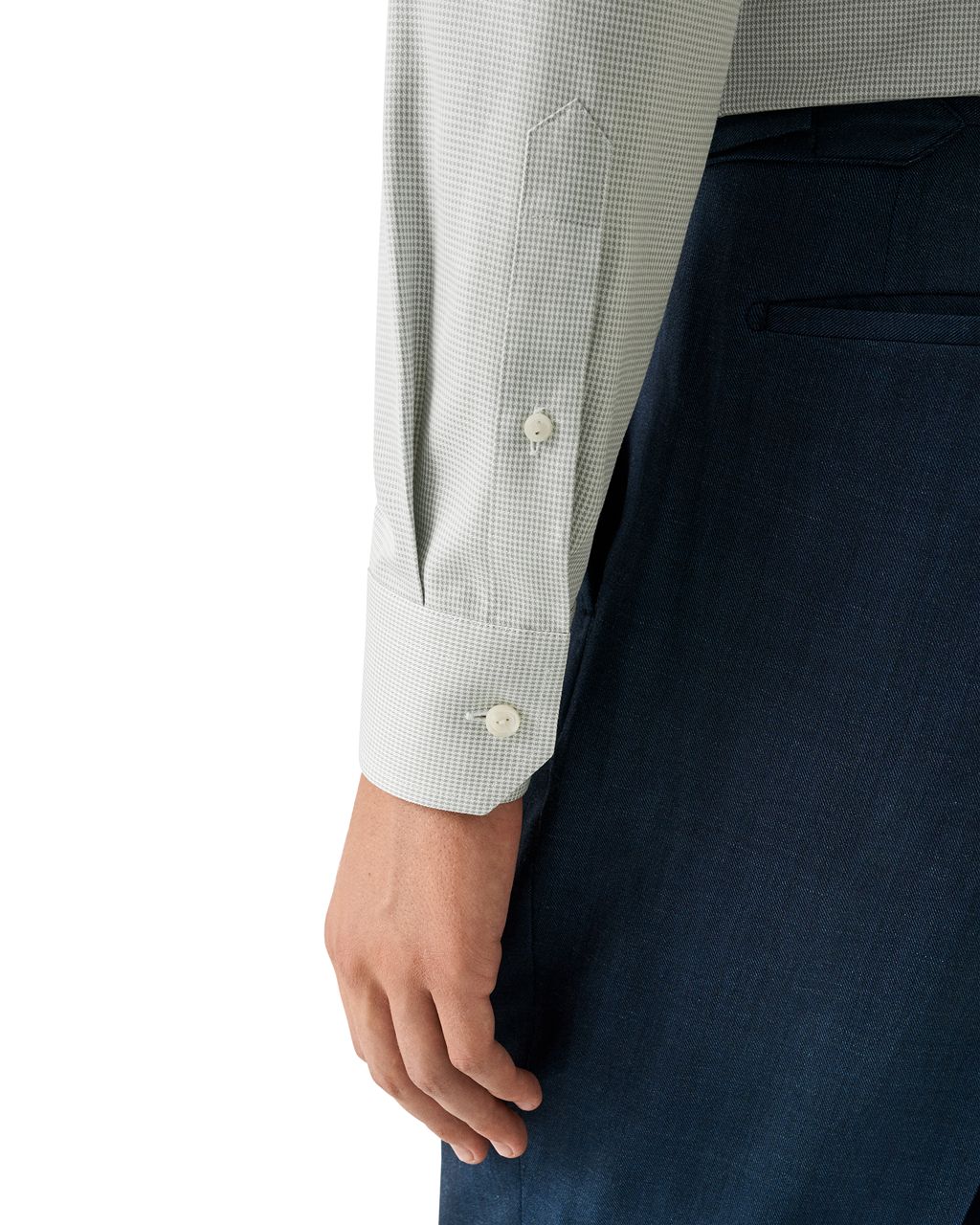 ETON Houndstooth Signature Twill Cotton Shirt GREEN