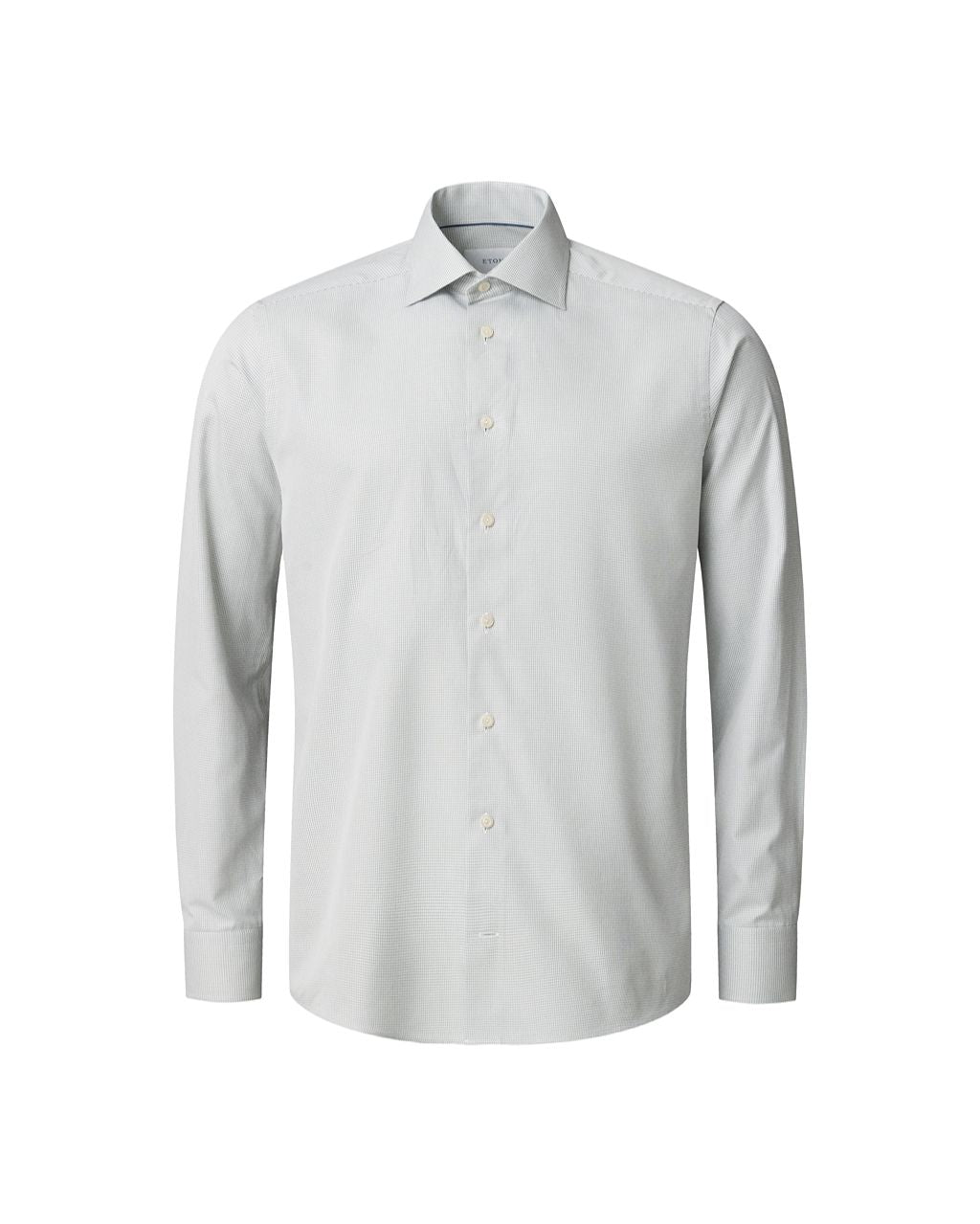ETON Houndstooth Signature Twill Cotton Shirt GREEN