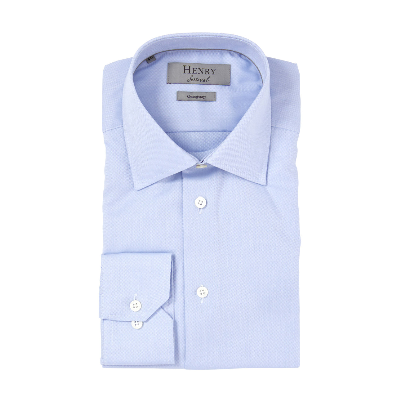 HENRY SARTORIAL Pinpoint Shirt Contemporary BLUE