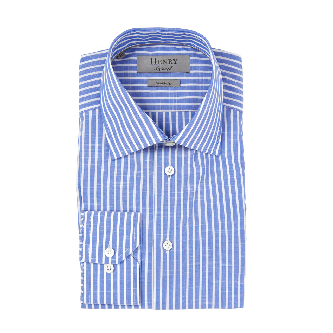 HENRY SARTORIAL Stripe Shirt Contemporary BLUE