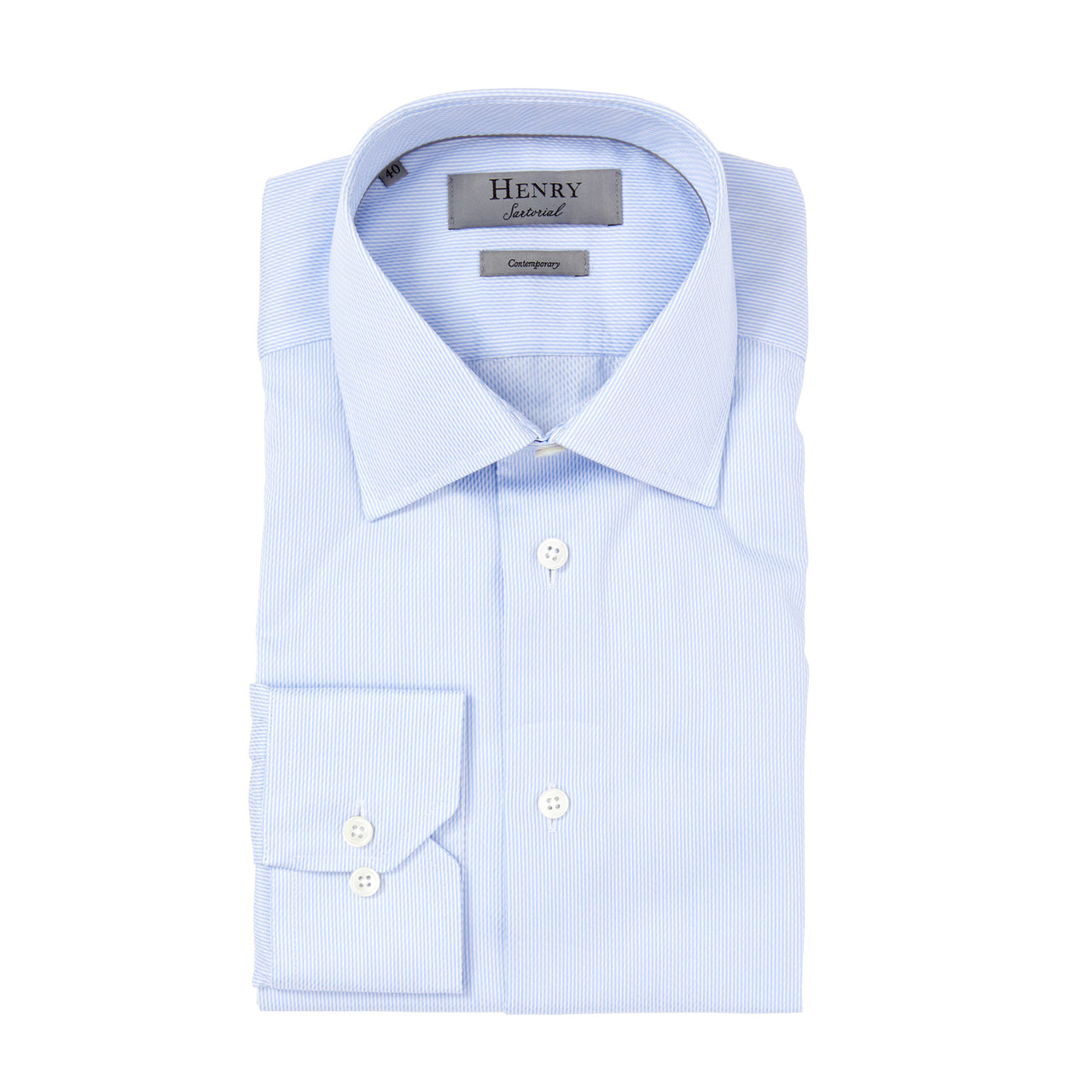 HENRY SARTORIAL Micro Stripe Shirt Contemporary BLUE