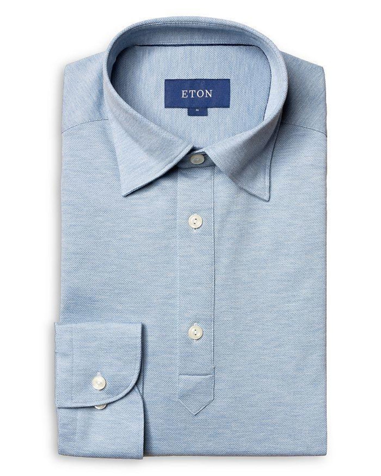 ETON Piqué Long Sleeve Polo Shirt BLUE
