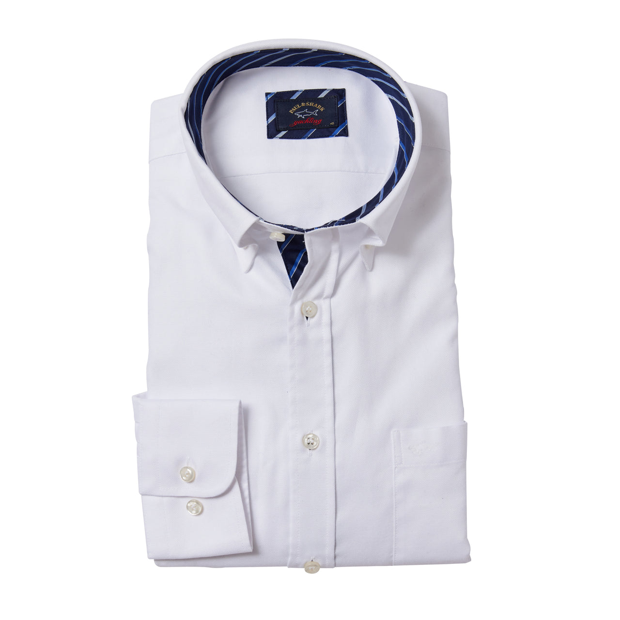 PAUL&SHARK Striped Collar Oxford Shirt WHITE